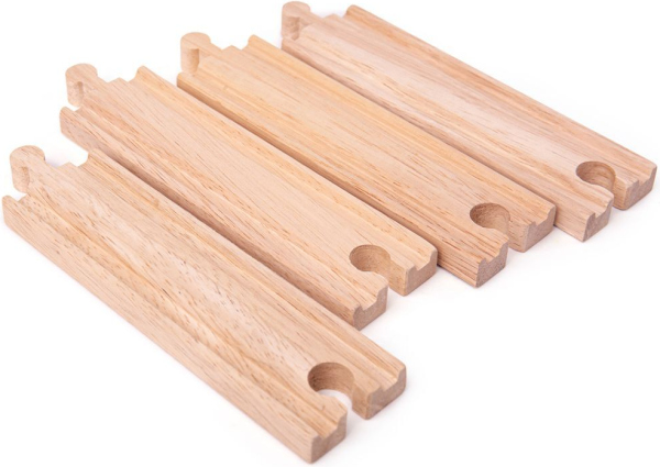 Levně Bigjigs Rail Dlouhé rovné koleje 21 cm 4 ks