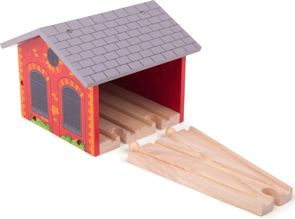 Levně Bigjigs Rail Cihlové depo pro dva vláčky