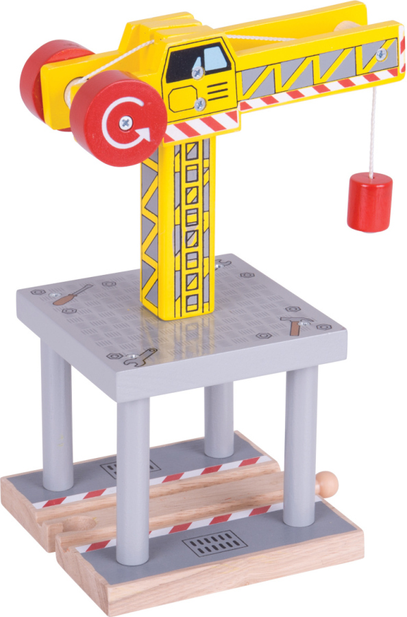 Levně Bigjigs Rail Velký jeřáb žlutý