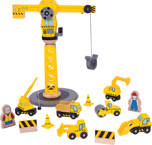 Levně Bigjigs Rail Jeřáb a stavební stroje