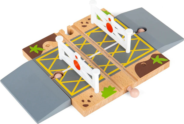 Levně Bigjigs Rail Dřevěné autodráhy železniční přejezd s brankami