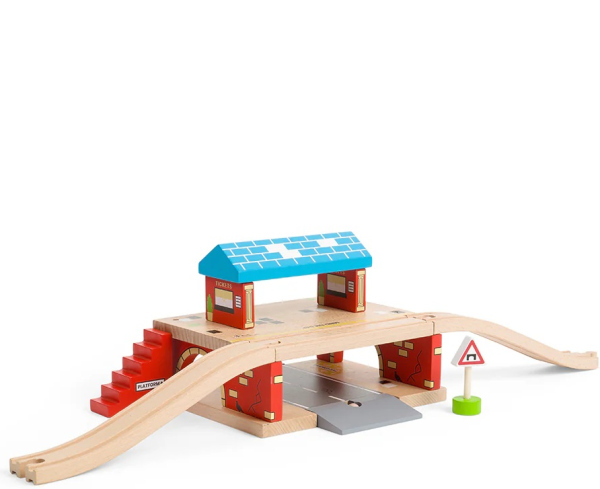 Levně Bigjigs Rail Nádraží nad cestou