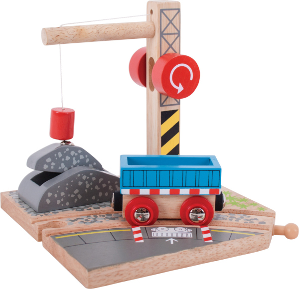Levně Bigjigs Rail Jeřáb se štěrkem