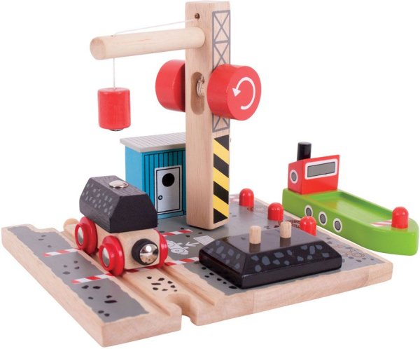 Levně Bigjigs Rail Uhelný dok s jeřábem