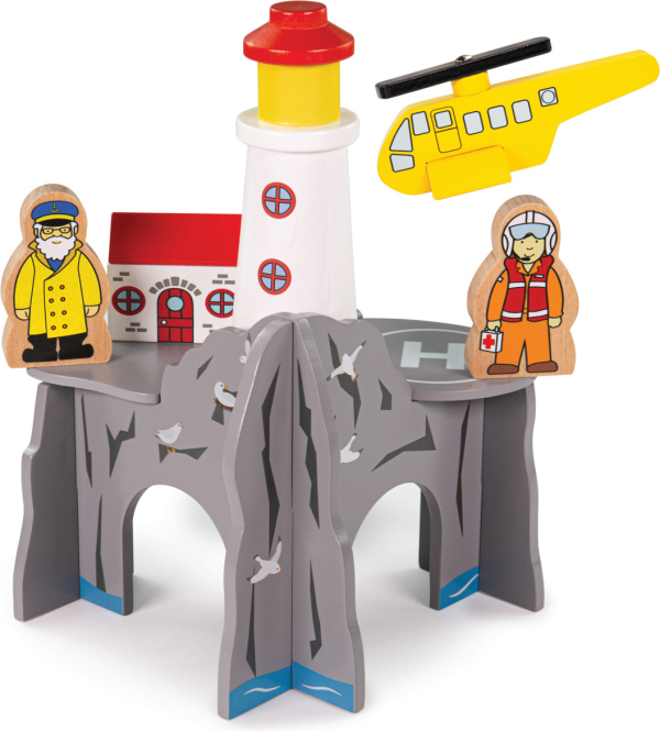 Levně Bigjigs Rail Tunel s majákem a heliportem