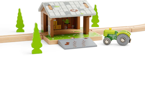 Levně Bigjigs Rail Stodola na kolejích