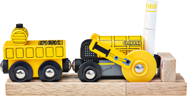 Levně Bigjigs Rail Replika historické lokomotivy Rocket + 2 koleje