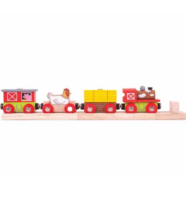 Levně Bigjigs Rail Vláček farma + 3 koleje