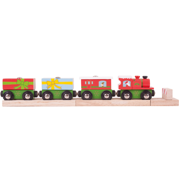 Levně Bigjigs Rail Vánoční vláček + 3 koleje