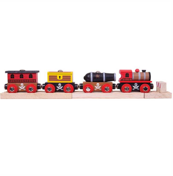 Levně Bigjigs Rail Pirátský vlak + 3 koleje