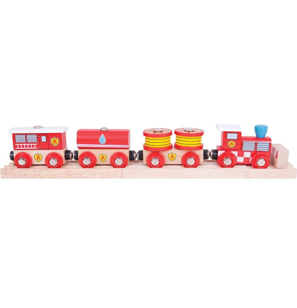 Levně Bigjigs Rail Hasičský vlak + 3 koleje