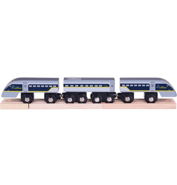 Levně Bigjigs Rail Rychlík Eurostar E320 + 3 koleje