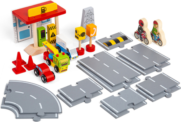 Levně Bigjigs Rail Dřevěná sada příslušenství silnice