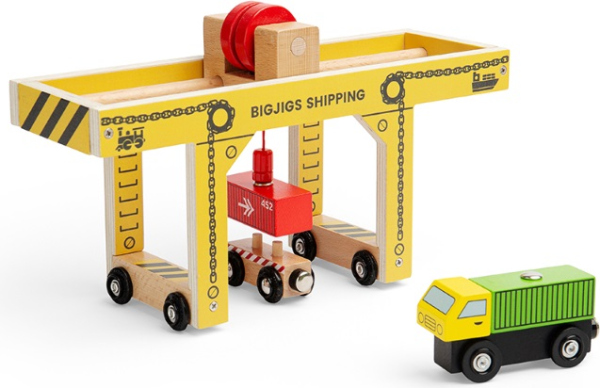 Levně Bigjigs Rail Dřevěný Portálový jeřáb