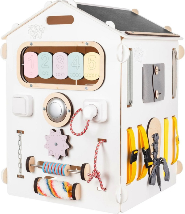 Levně BusyKids Activity board Domeček pastelově bílý