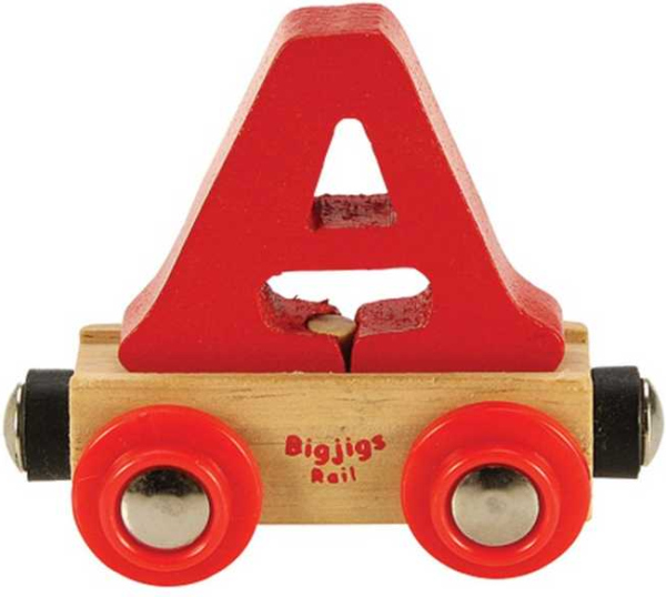 Levně Bigjigs Rail Vagónek dřevěné vláčkodráhy - Písmeno A