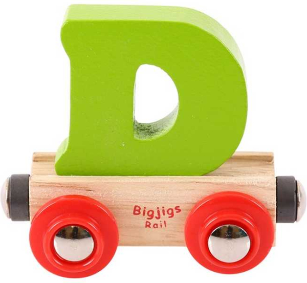 Levně Bigjigs Rail Vagónek dřevěné vláčkodráhy - Písmeno D