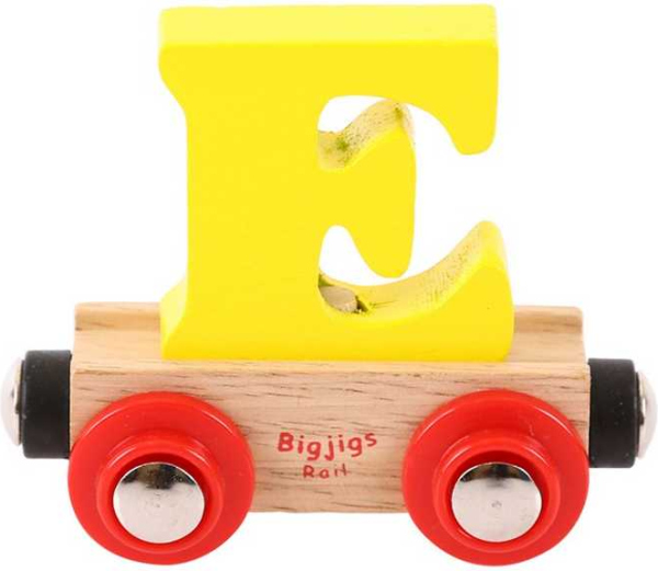 Levně Bigjigs Rail Vagónek dřevěné vláčkodráhy - Písmeno E