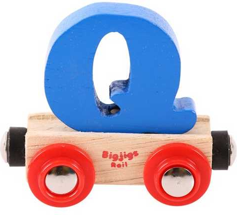 Levně Bigjigs Rail Vagónek dřevěné vláčkodráhy - Písmeno Q