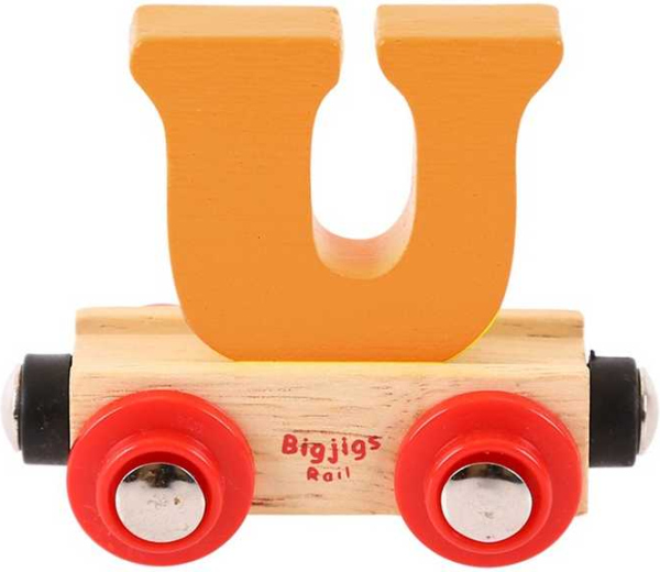 Levně Bigjigs Rail Vagónek dřevěné vláčkodráhy - Písmeno U