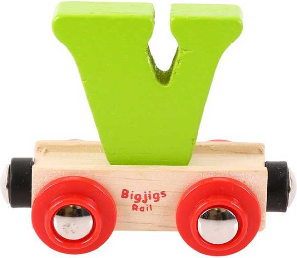Levně Bigjigs Rail Vagónek dřevěné vláčkodráhy - Písmeno V