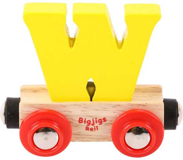 Levně Bigjigs Rail Vagónek dřevěné vláčkodráhy - Písmeno W