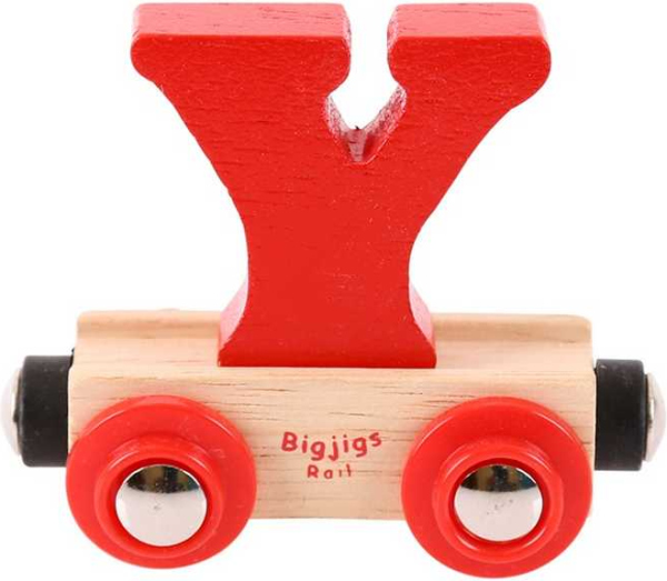 Levně Bigjigs Rail Vagónek dřevěné vláčkodráhy - Písmeno Y
