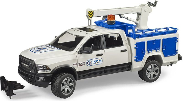 Levně Bruder RAM 2500 Servisní vůz s otočným ramenem a majákem