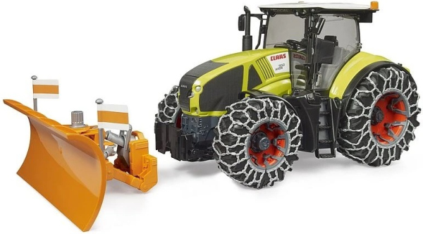 Levně Bruder Claas Axion 950 se sněhovými řetězy a radlicí