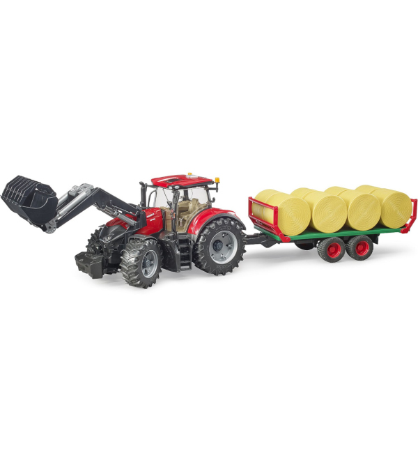 Levně Bruder Traktor Case IH Optum 300 CVX s čelním nakladačem a přepravníkem na balíky