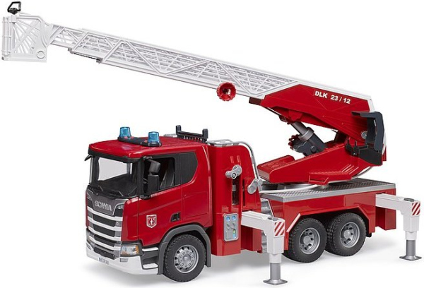 Levně Bruder Hasičské auto Scania s žebříkem