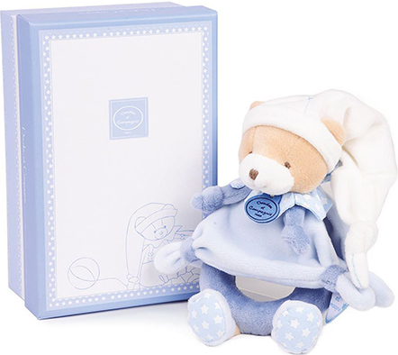 Doudou Dárková sada - Plyšové chrastítko medvídek 19 cm