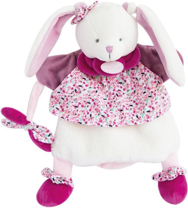 Levně Doudou Plyšový maňásek zajíček růžový 28 cm