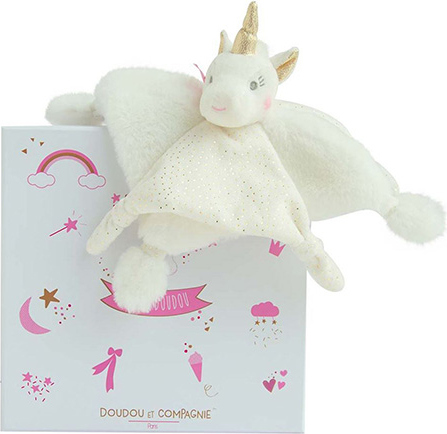 Doudou Dárková sada - plyšový muchláček jednorožec 22 cm