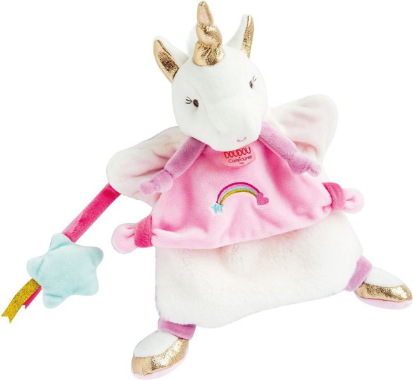 Levně Doudou Plyšový maňuška jednorožec 25 cm