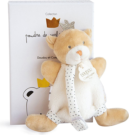 Doudou Dárková sada - Hračka s úchytem na dudlík medvídek král 15 cm