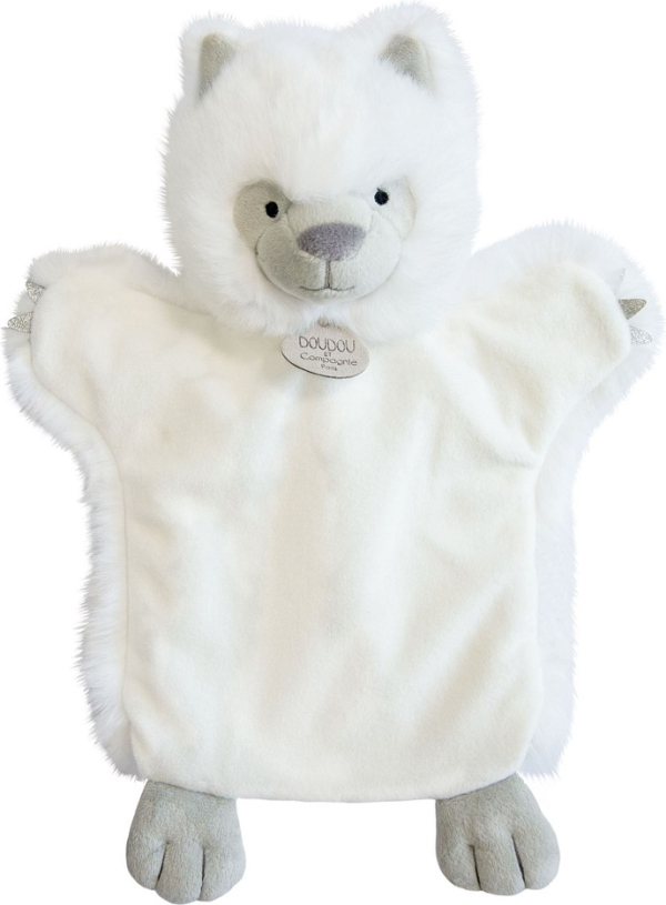 Levně Doudou Plyšový maňásek bílý vlk 25 cm