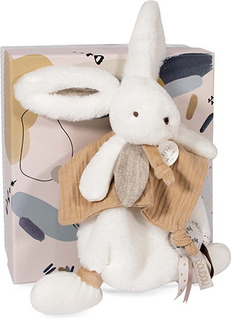 Doudou Dárková sada - Plyšový králíček s muchláčkem 25 cm béžová