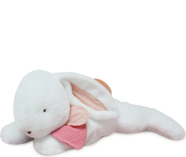Levně Doudou Plyšový králík s tmavě růžovou bambulkou 65 cm