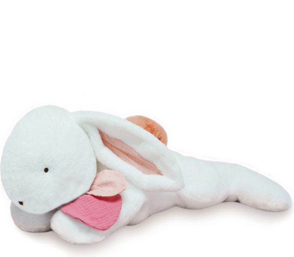 Levně Doudou Plyšový králík s tmavě růžovou bambulkou 80 cm