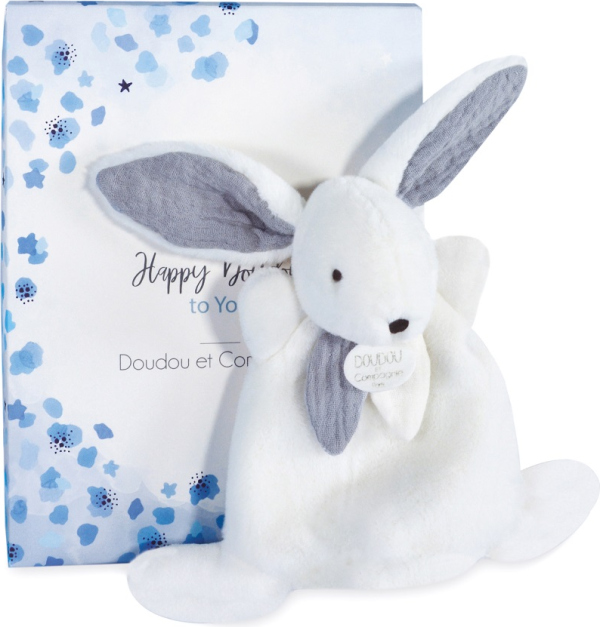 Doudou Dárková krabička modrá - mini králíček 17 cm