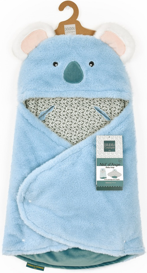 Levně Doudou Plyšová modrá dečka s kapucí Yoca le koala 70 cm