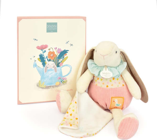 Doudou Dárková sada růžová Králíček Ciboulette s dečkou 28 cm