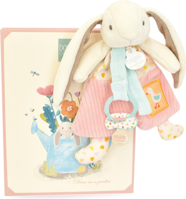 Doudou Dárková sada Hračka s úchytem na dudlík Králíček Ciboulette 19 cm