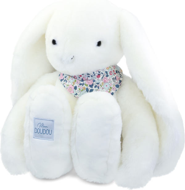 Levně Doudou Plyšový králík XXL s šátkem bílý 50 cm