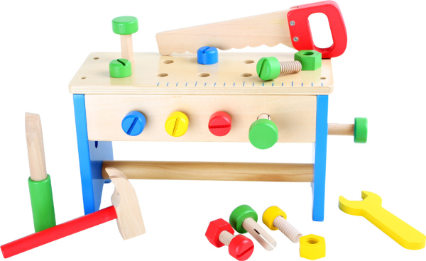 Levně small foot Dřevěný pracovní stůl a box s nářadím 2v1