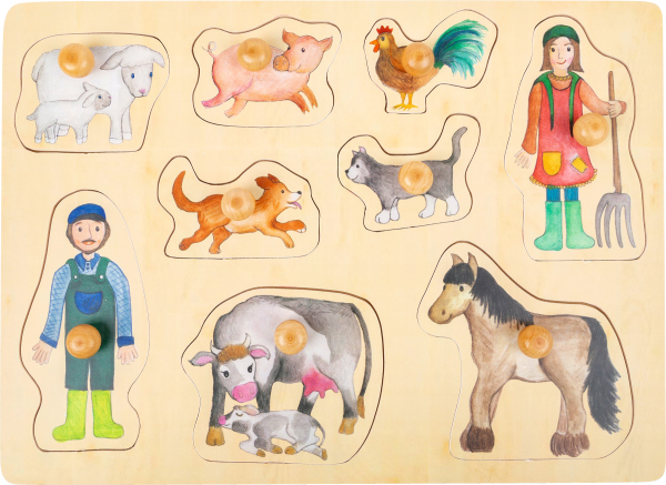 Levně small foot Dřevěné puzzle Život na farmě