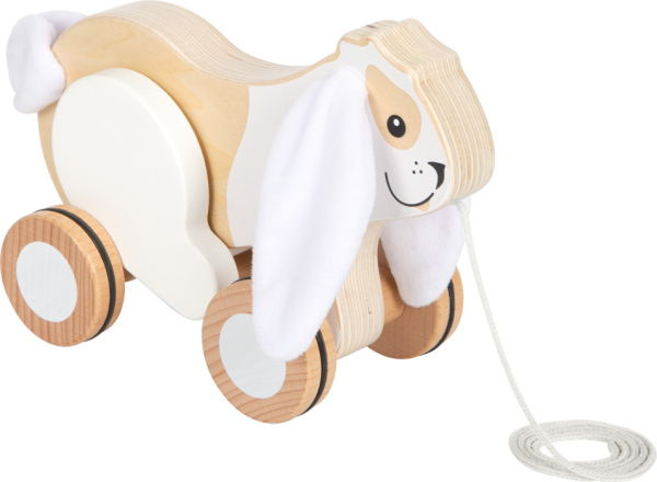 Levně small foot Dřevěná tahací hračka Králík se šustivými oušky