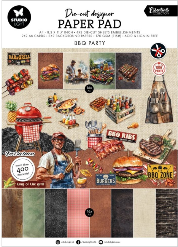 Studio Light Kreativní blok s výseky Studio Light BBQ Party, A4, 28 l. - Grilovačka