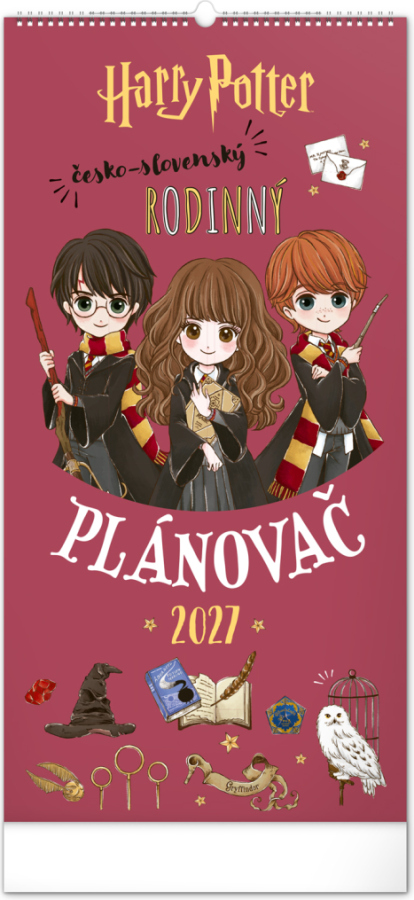 NOTIQUE Nástěnný kalendář Rodinný plánovací Harry Potter 2027, 21 x 42 cm